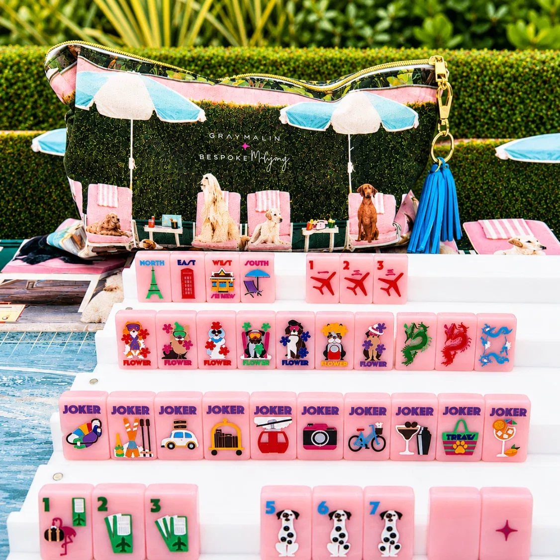 Bespoke x Gray Malin Getaway Dogs 美国麻将牌｜Beverly Hills Pink