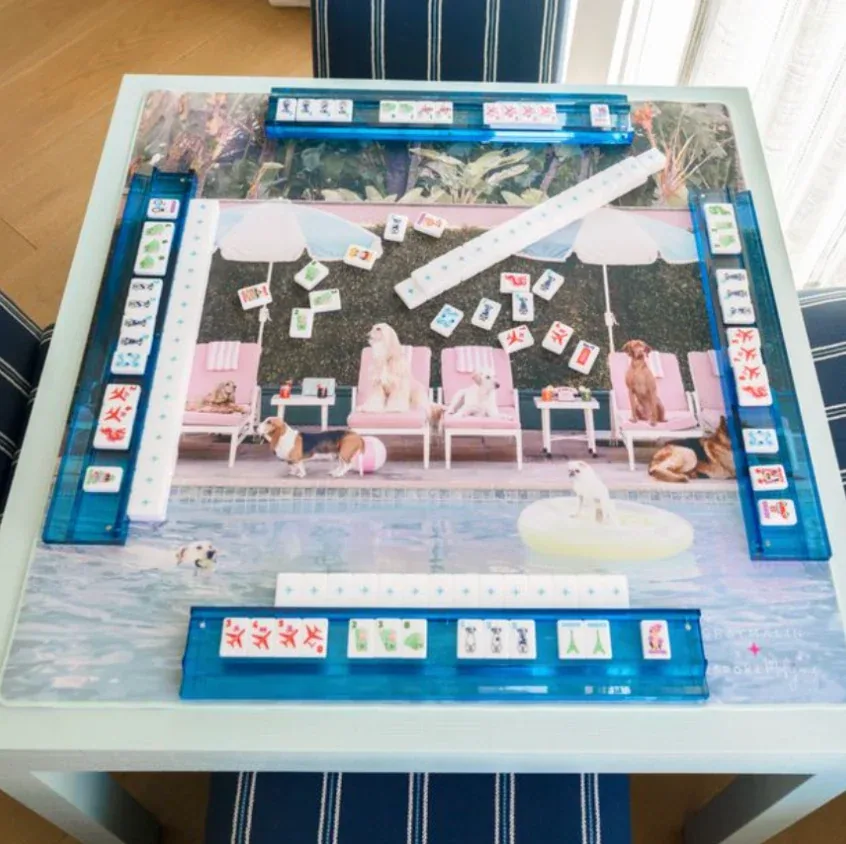 Bespoke X Gray Malin Getaway Dogs Mahjong Tiles - Bright White