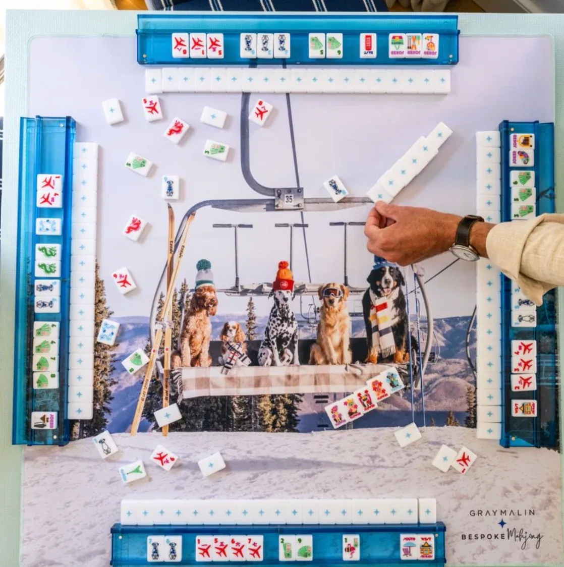 Bespoke X Gray Malin Getaway Dogs Mahjong Tiles - Bright White