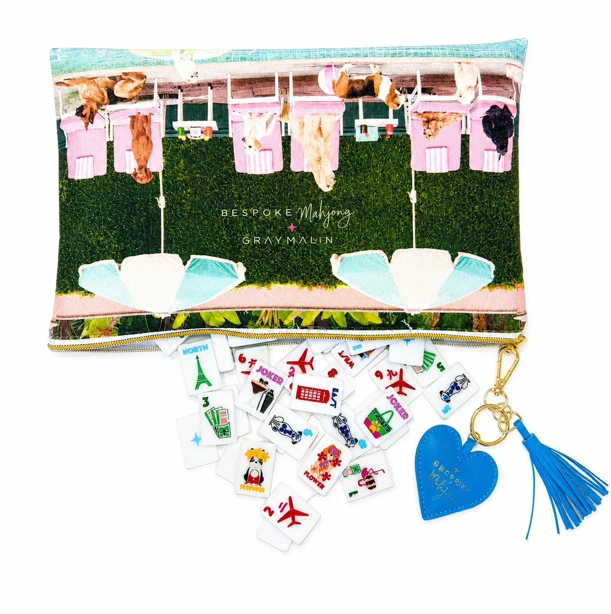 Bespoke X Gray Malin Getaway Dogs Mahjong Tiles - Bright White
