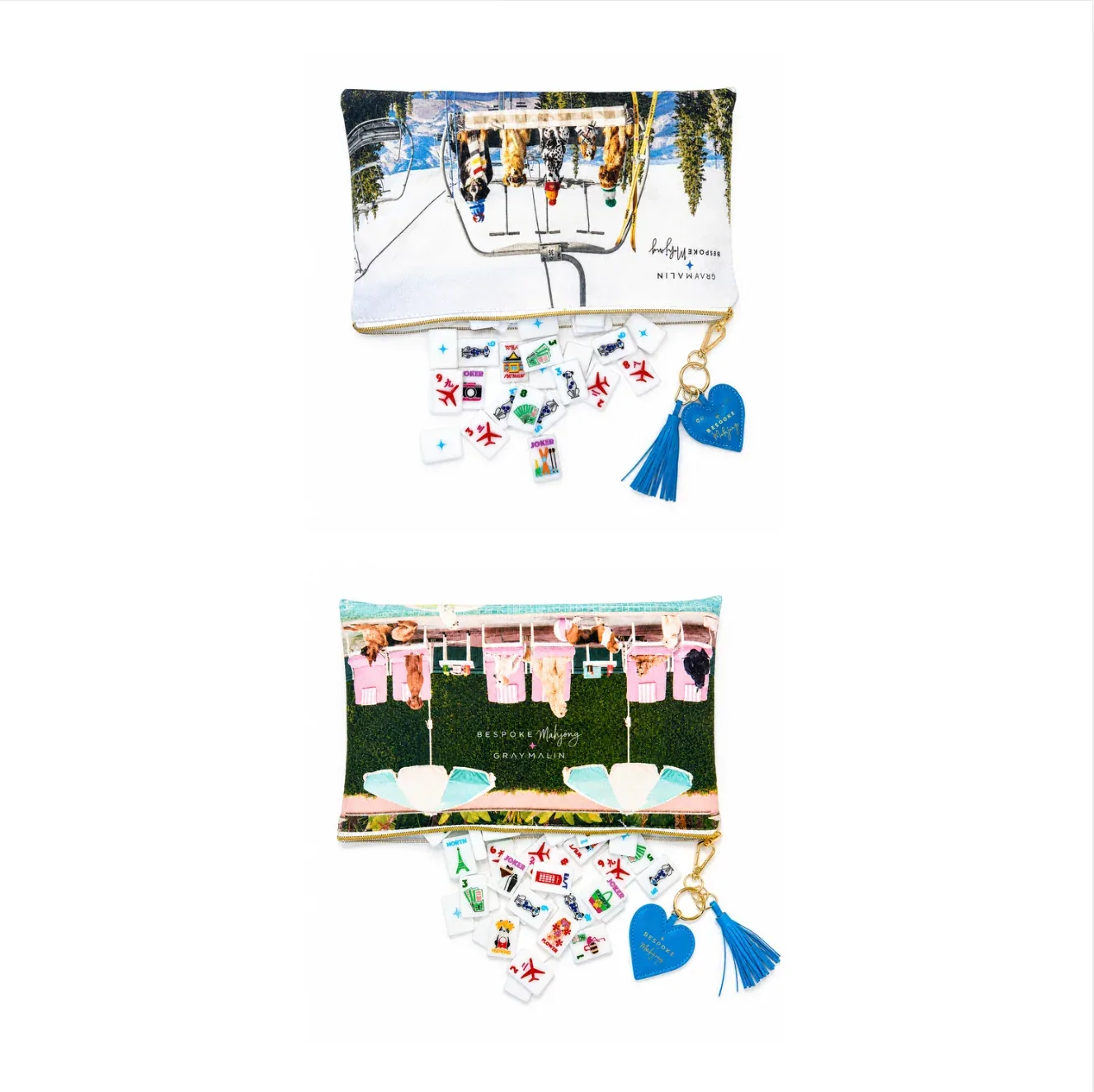 Bespoke X Gray Malin Getaway Dogs Mahjong Tiles - Bright White