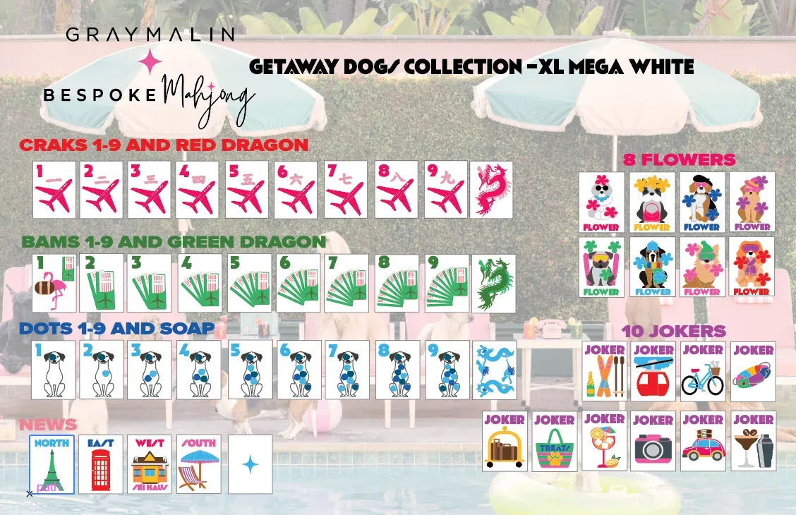 Bespoke X Gray Malin Getaway Dogs XL Mega Tiles - Bright White