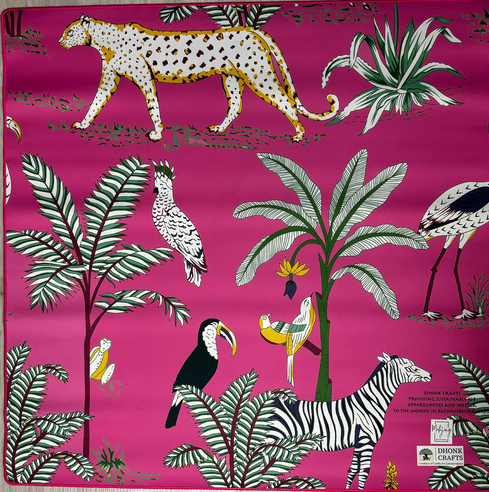 Dhonk x Bespoke Jungle Double-Sided Mahjong Mat - Hot Pink & Turquoise