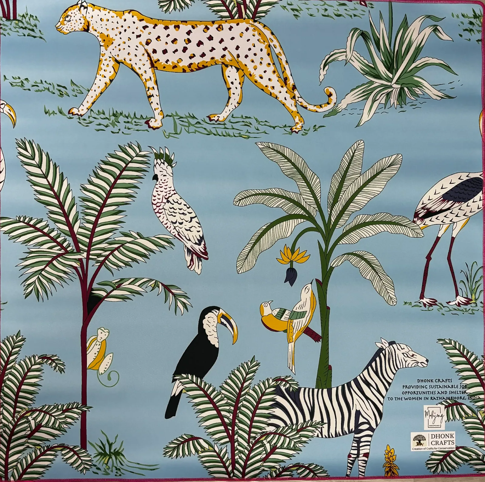 Dhonk x Bespoke Jungle Double-Sided Mahjong Mat - Hot Pink & Turquoise