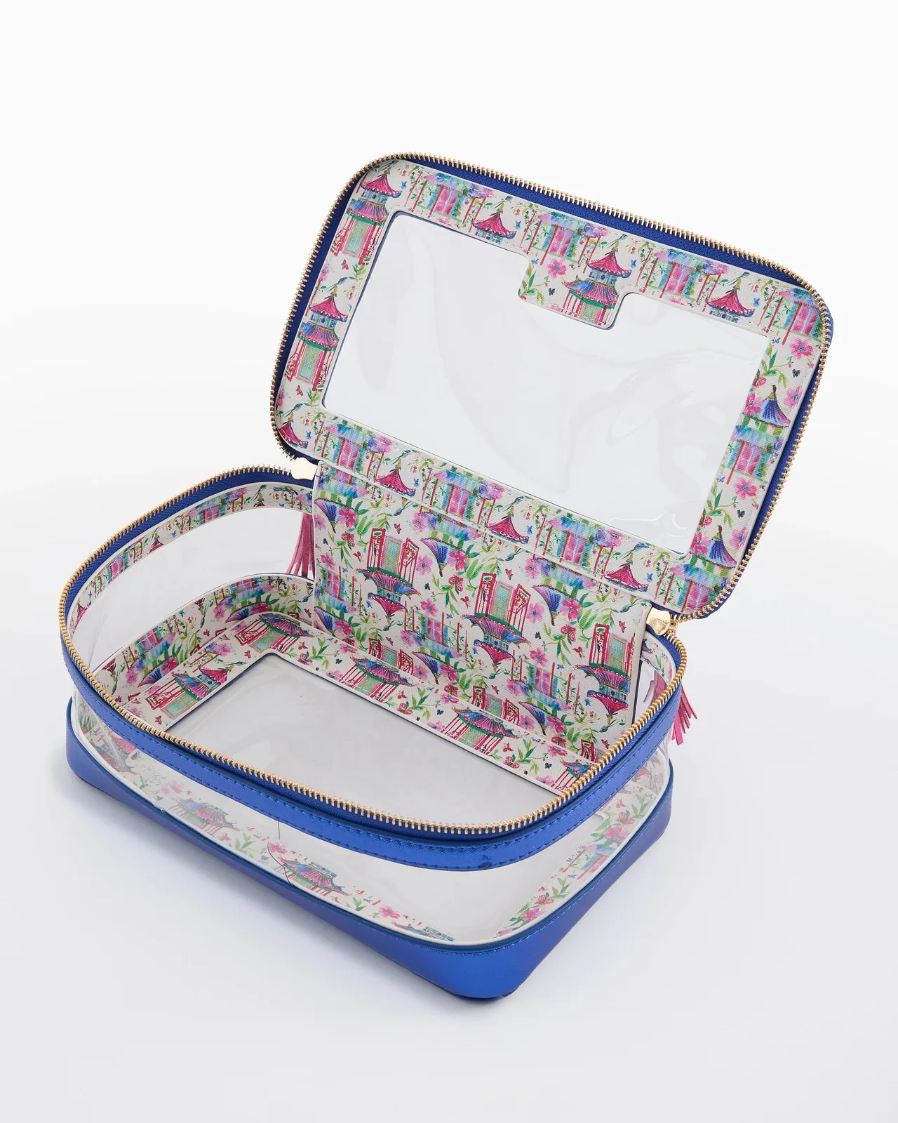 Metallic Blue Tile Storage Bag