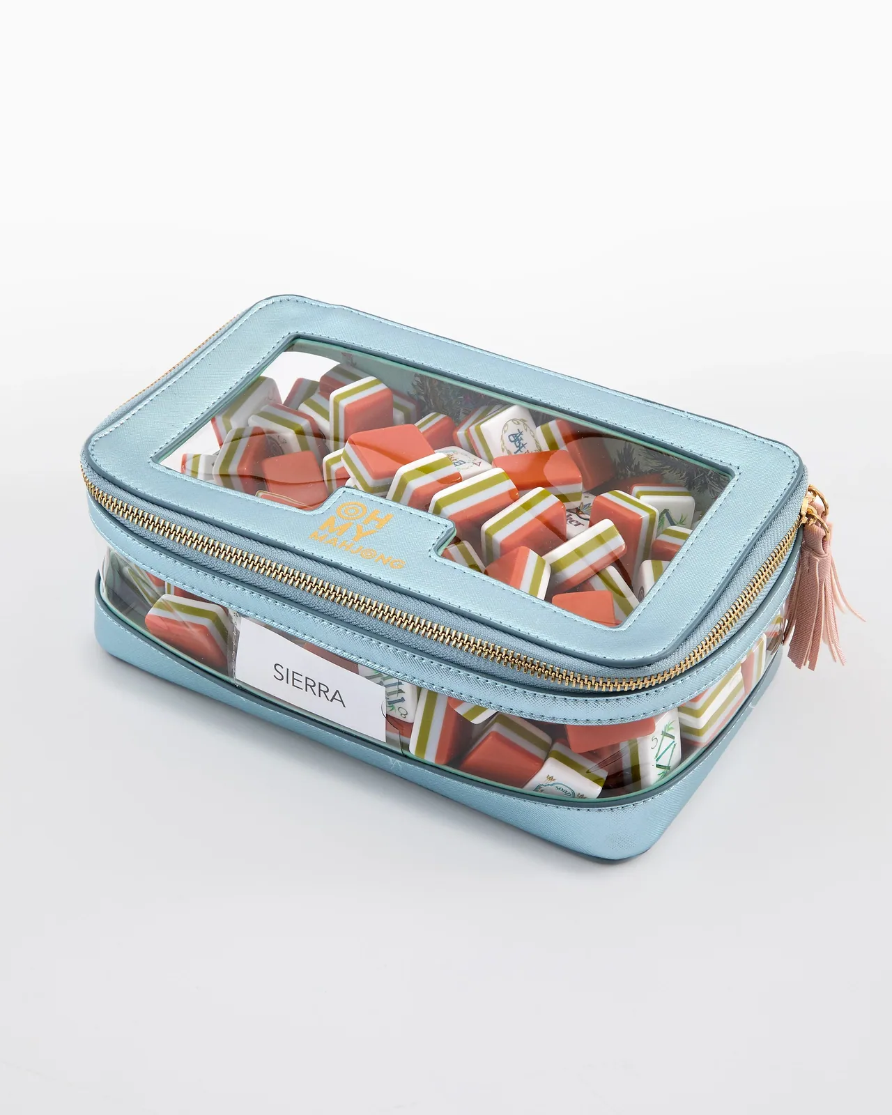 Metallic Light Blue Tile Storage Bag