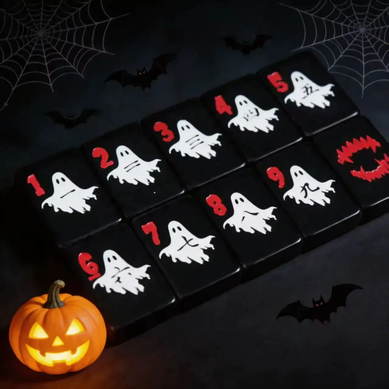 Black Halloween American Mahjong Tiles Set