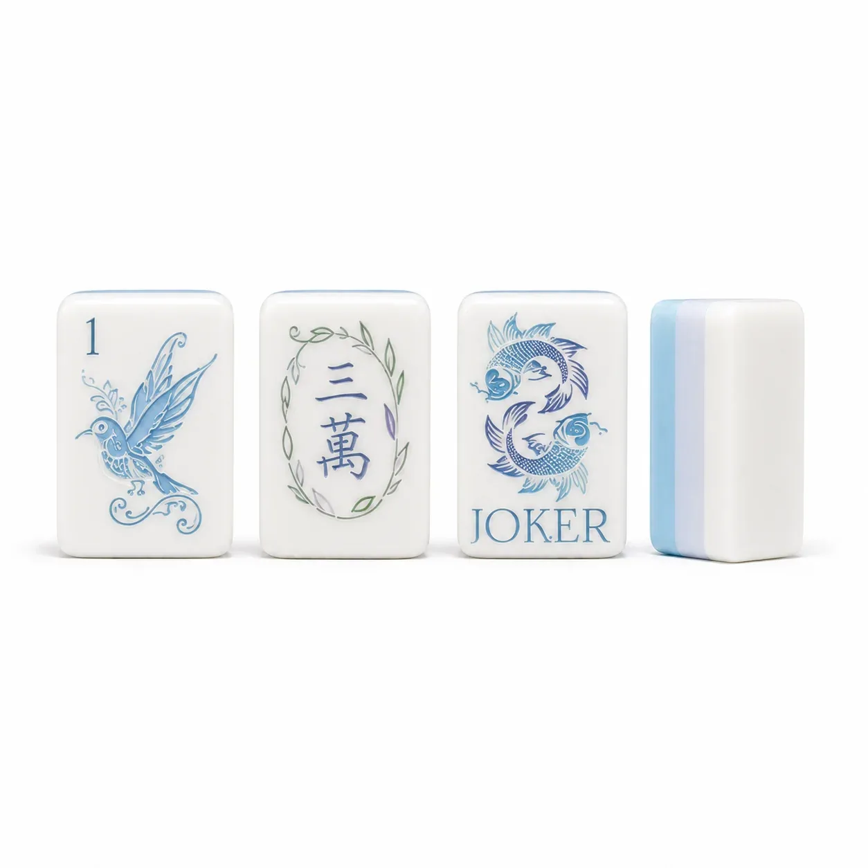 Blue Lotus American Mahjong Tiles Set