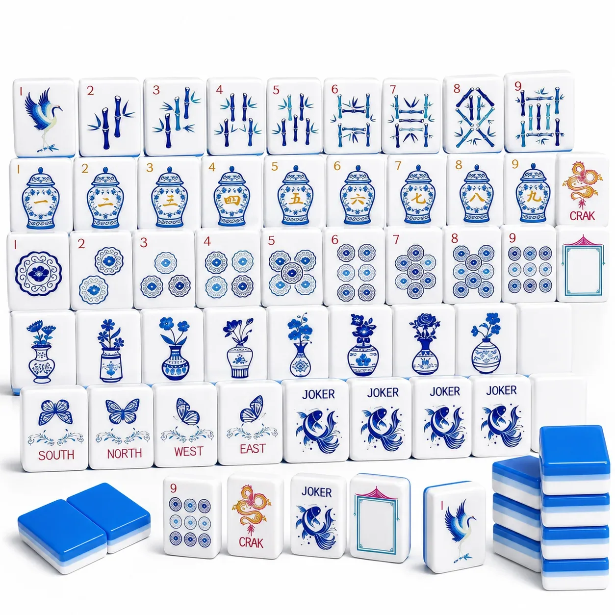 Blue Porcelain American Mahjong Tiles Set
