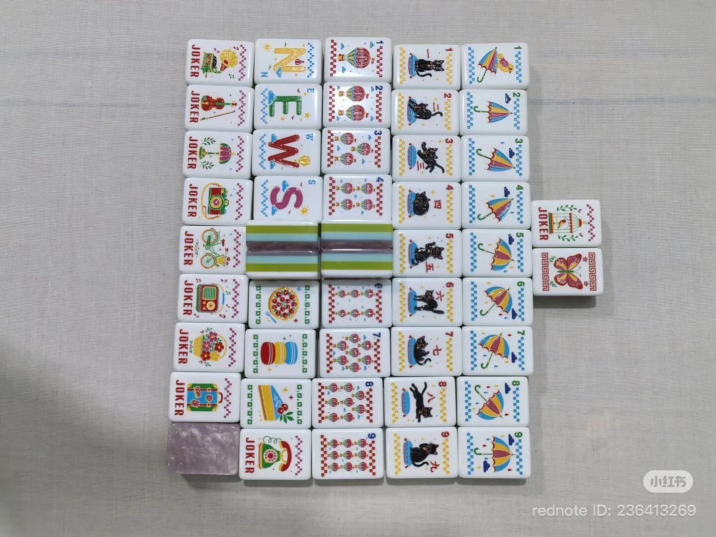 Cat summer Mahjong Tiles Set