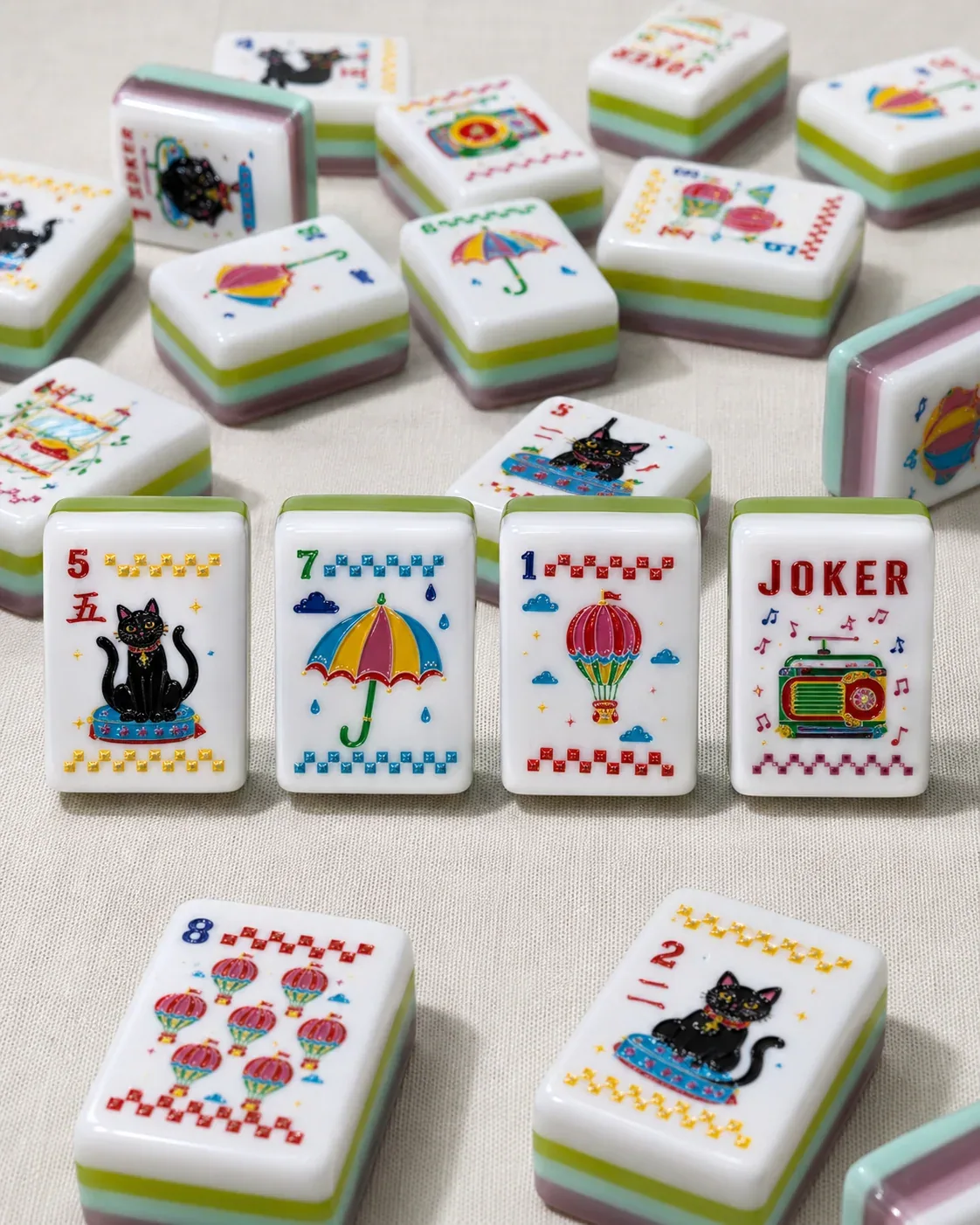 Cat summer Mahjong Tiles Set