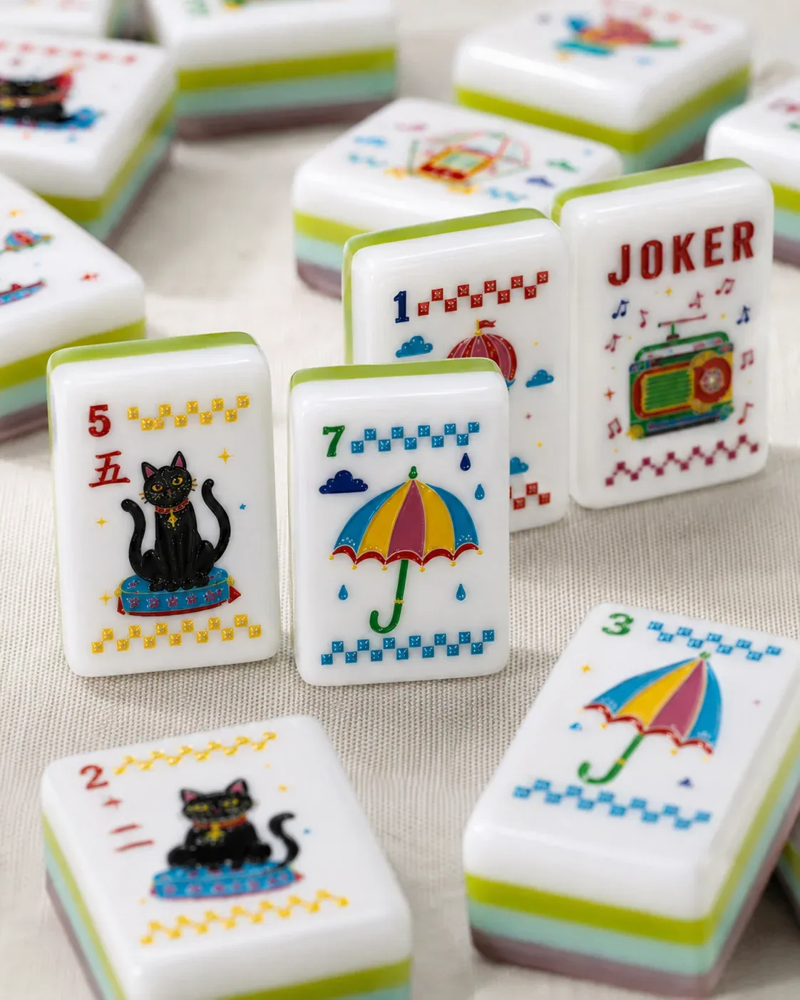 Cat summer Mahjong Tiles Set