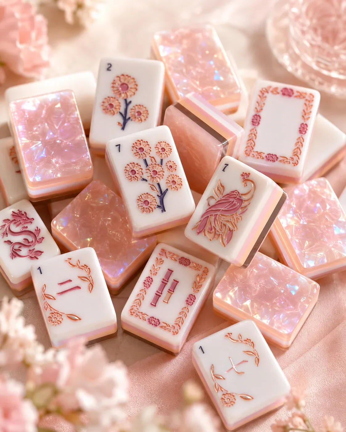Chinese Floral Garden Mahjong Tile Set