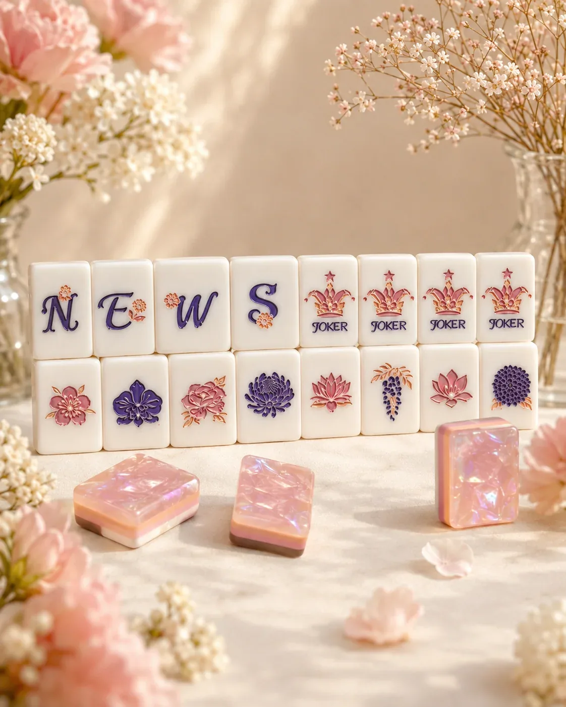 Chinese Floral Garden Mahjong Tile Set