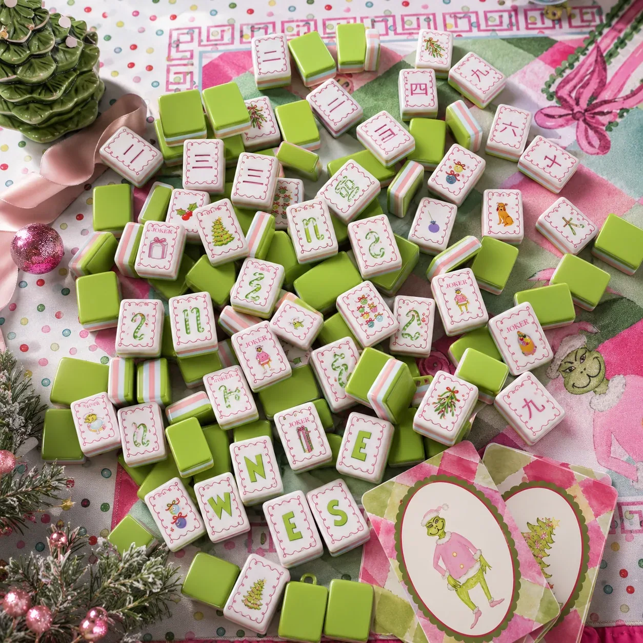 Christmas Grinch American Mahjong Tiles Set