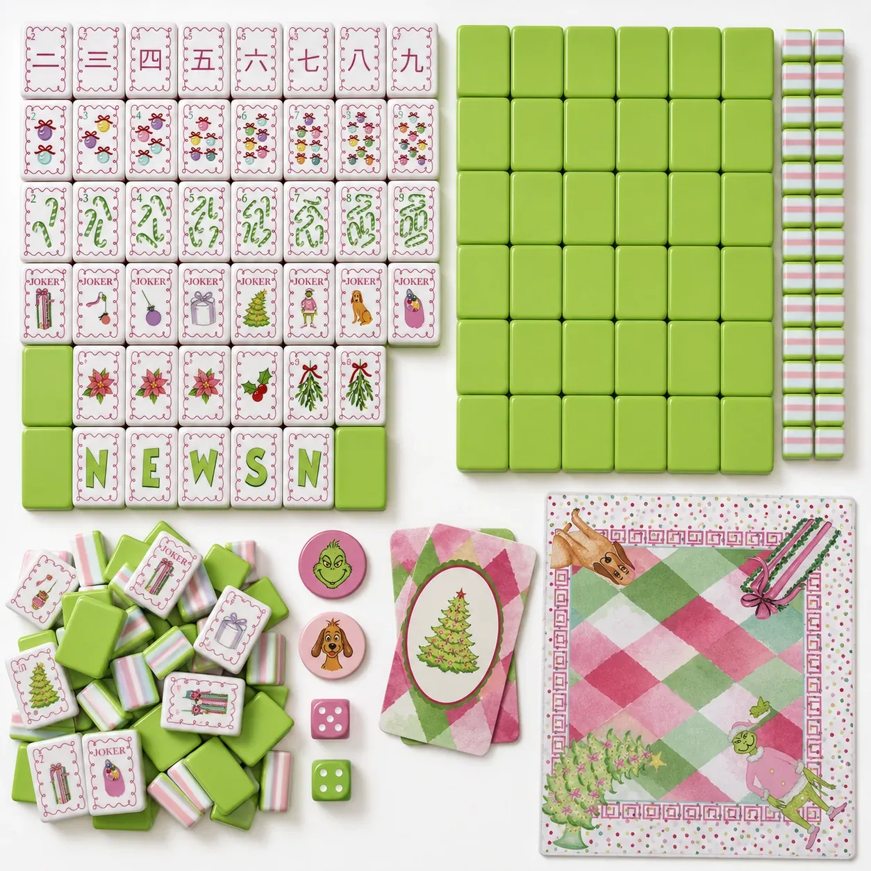 Christmas Grinch American Mahjong Tiles Set