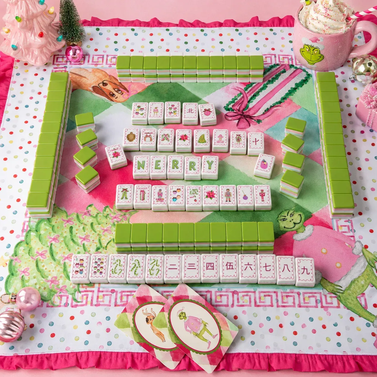 Christmas Grinch American Mahjong Tiles Set