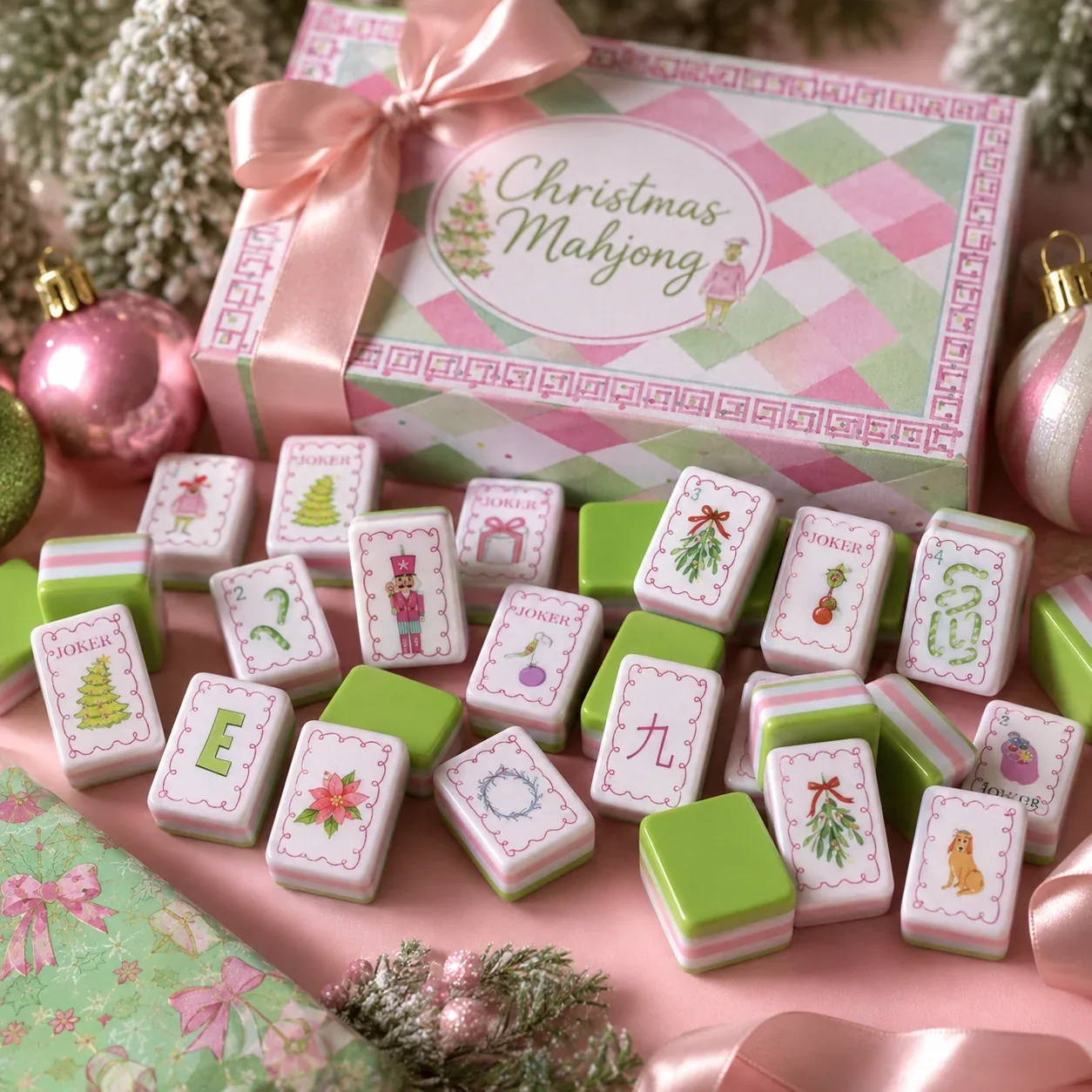 Christmas Grinch American Mahjong Tiles Set