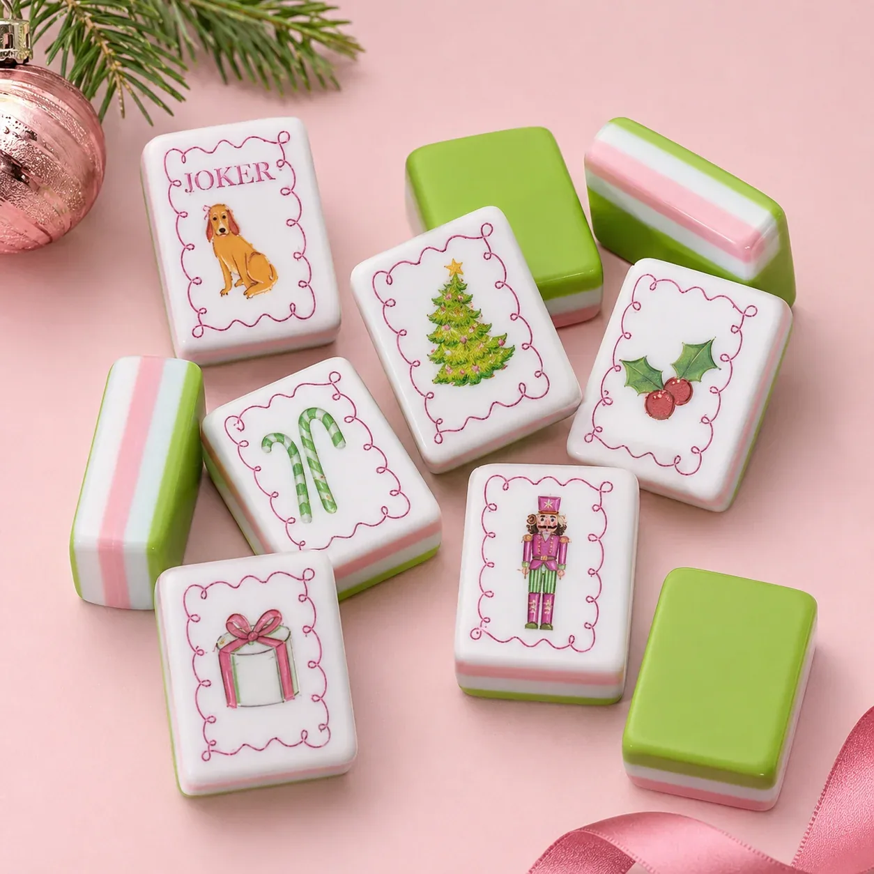 Christmas Grinch American Mahjong Tiles Set