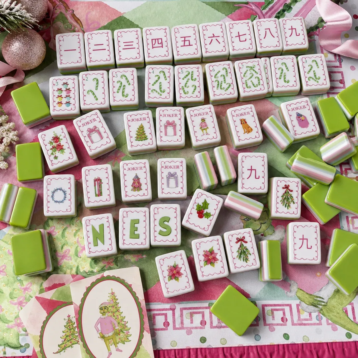 Christmas Grinch American Mahjong Tiles Set