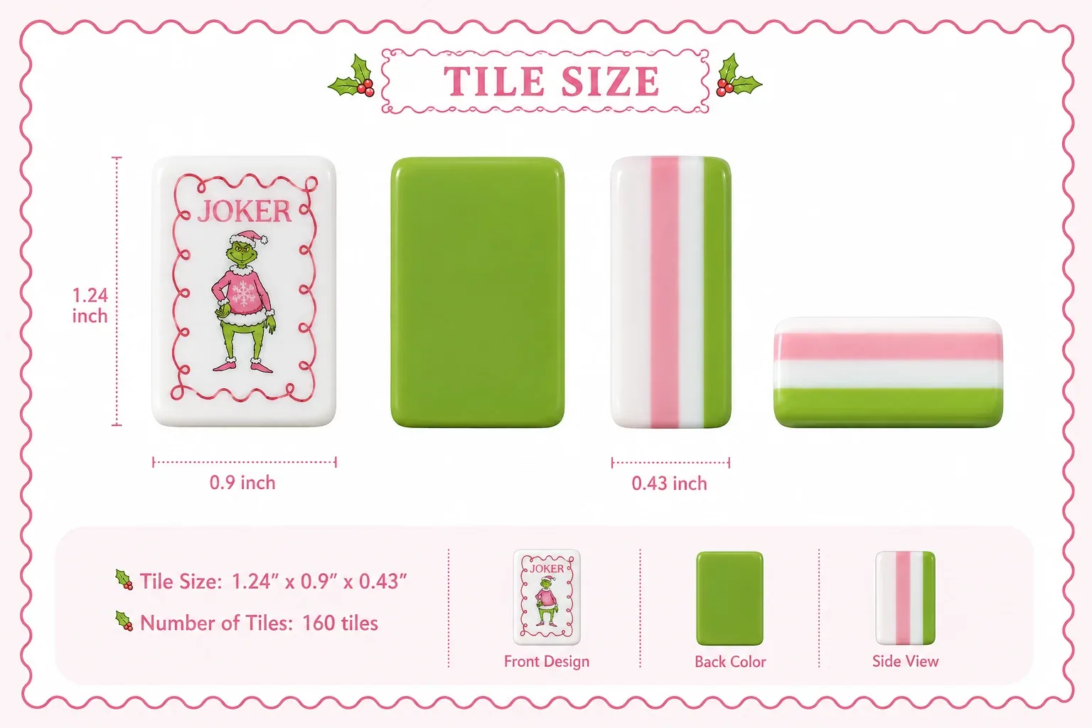 Christmas Grinch American Mahjong Tiles Set