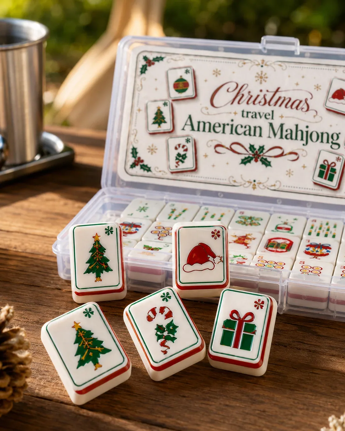 Christmas Travel Floating Mahjong Tiles Set