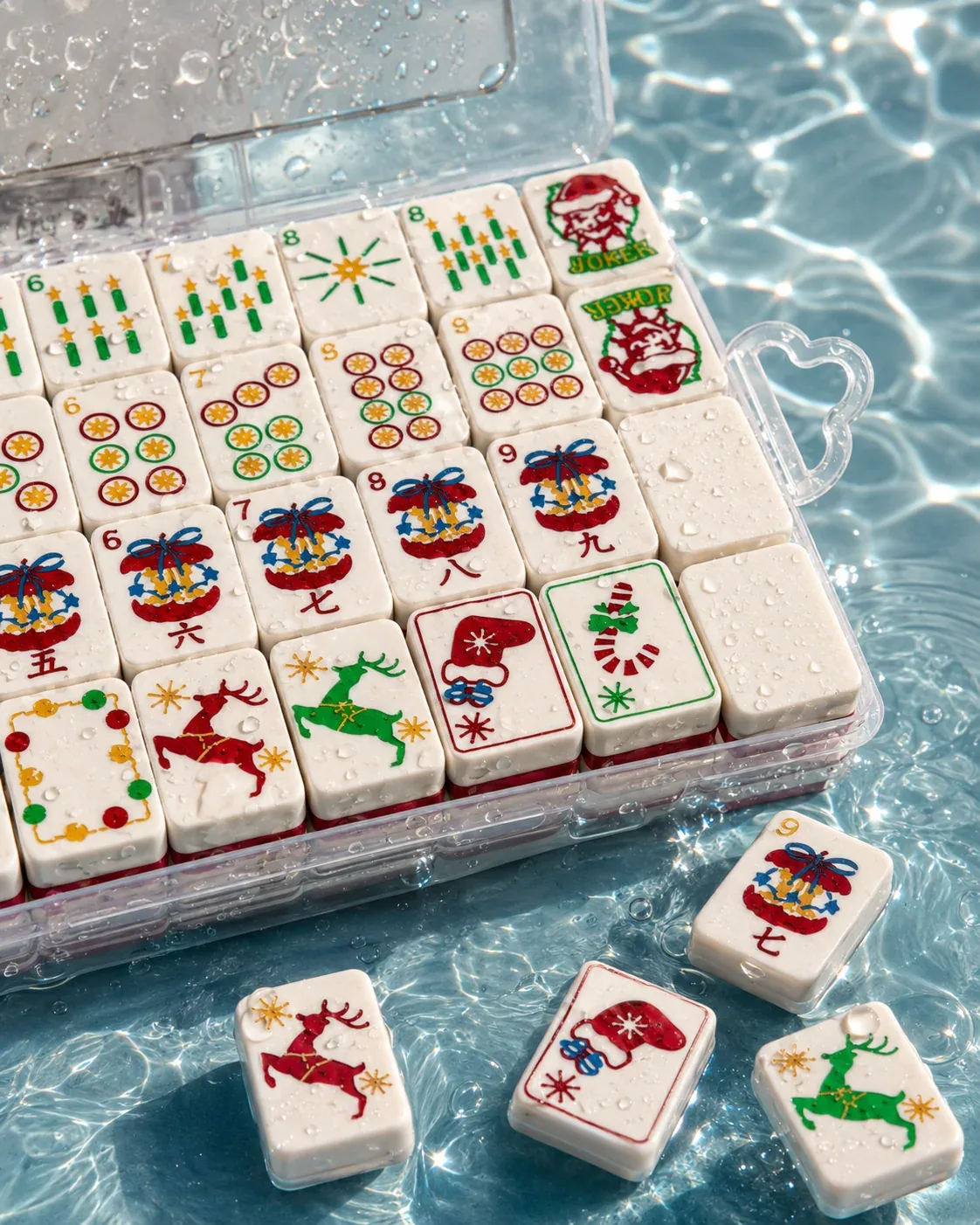 Christmas Travel Floating Mahjong Tiles Set