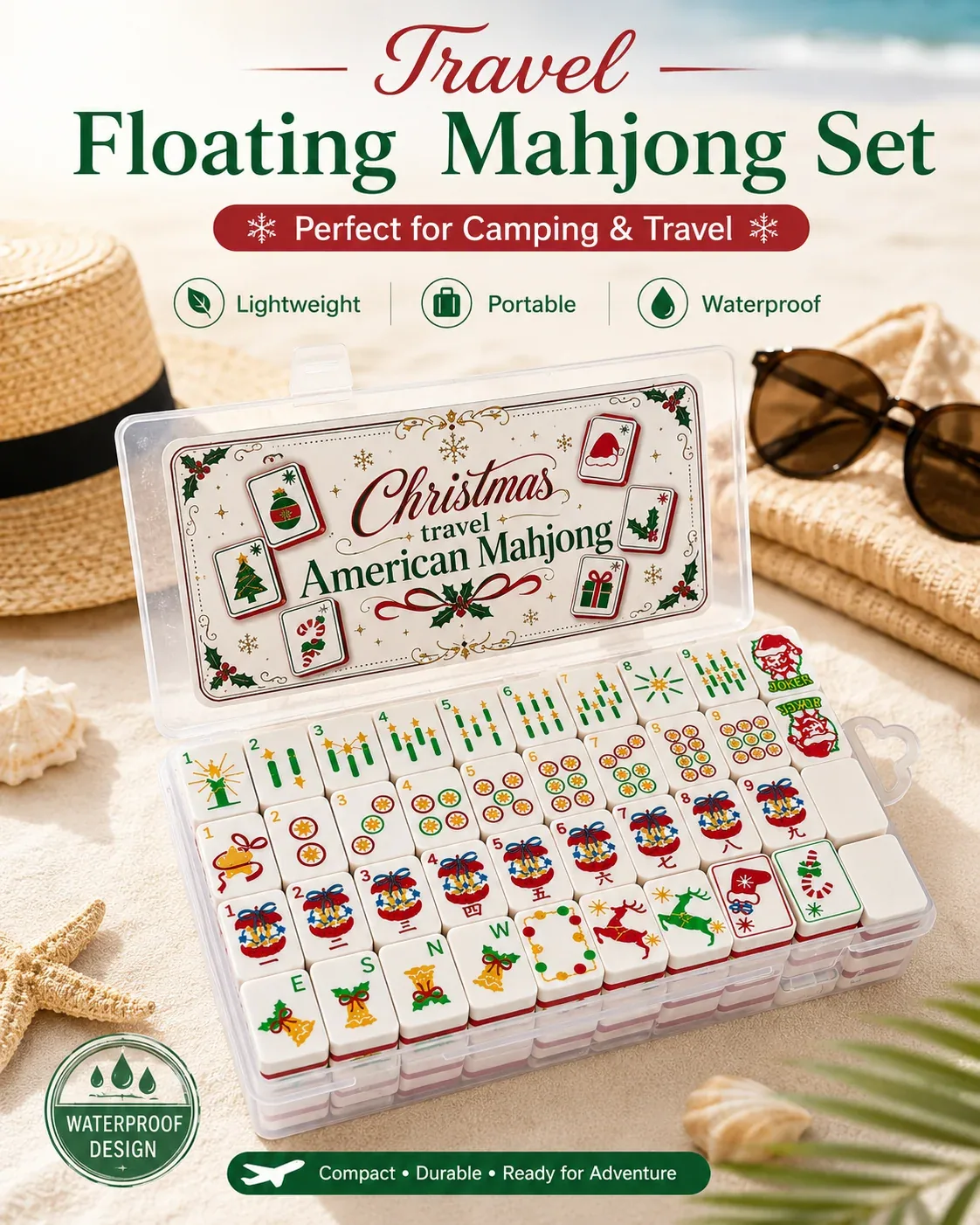 Christmas Travel Floating Mahjong Tiles Set