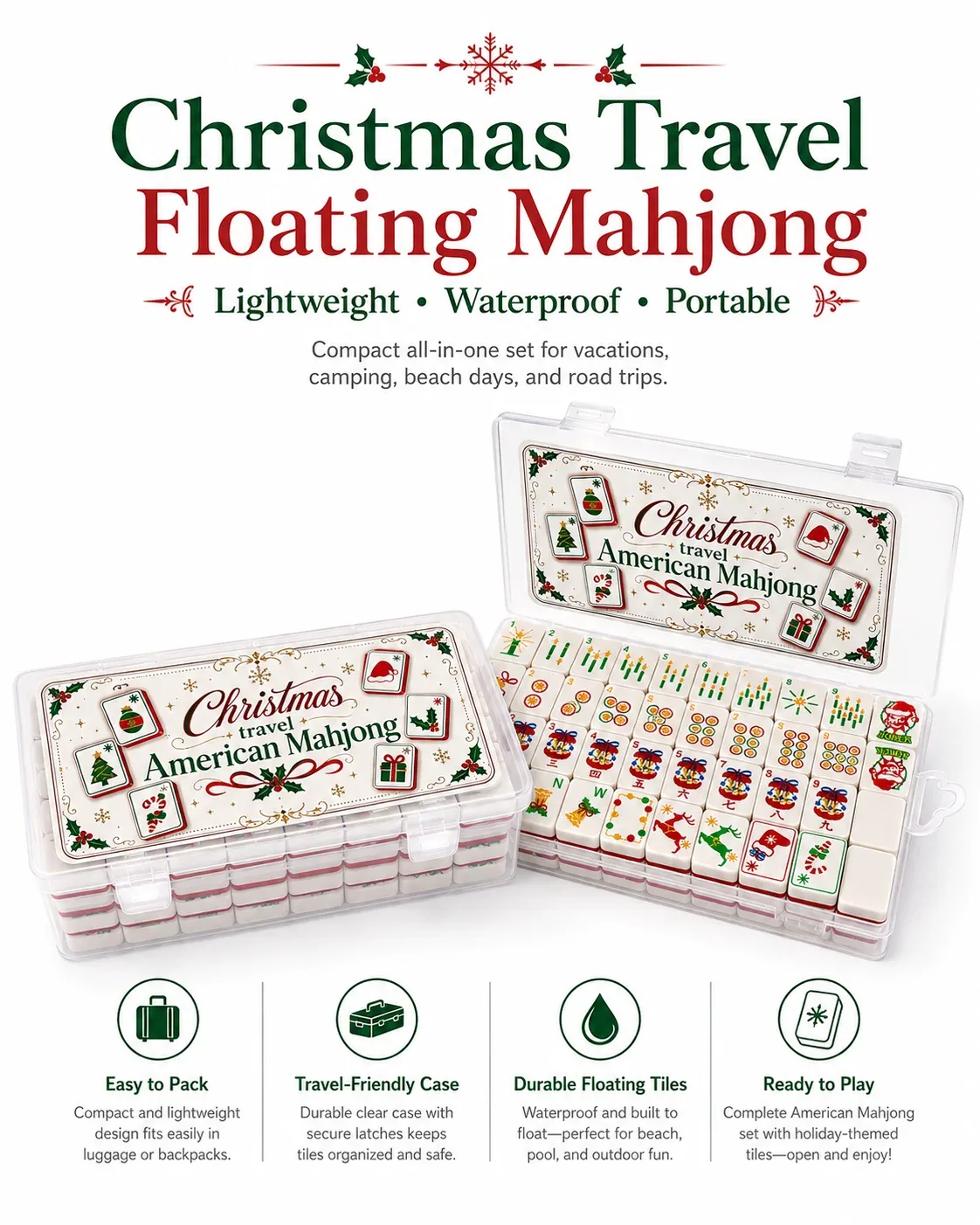 Christmas Travel Floating Mahjong Tiles Set