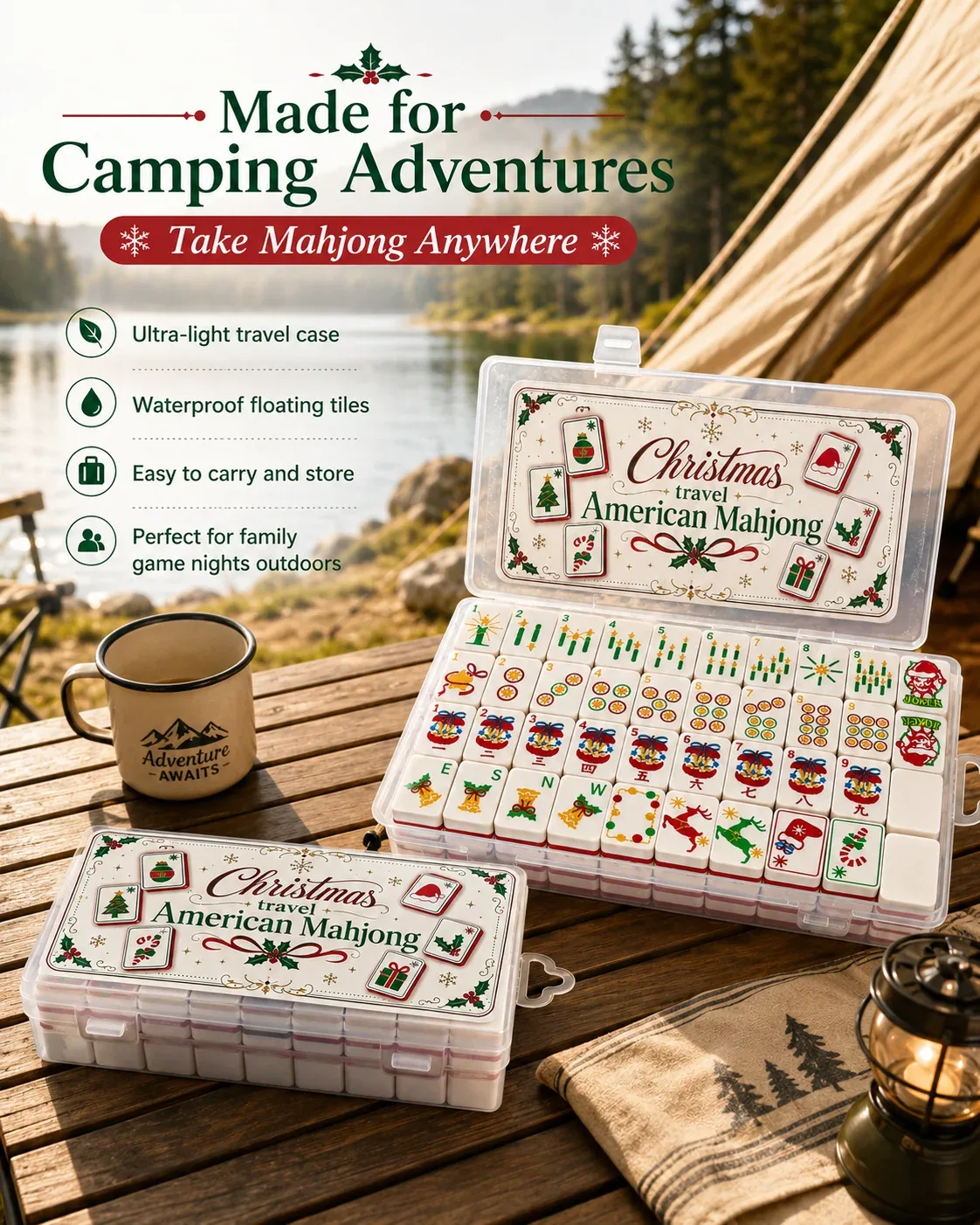 Christmas Travel Floating Mahjong Tiles Set