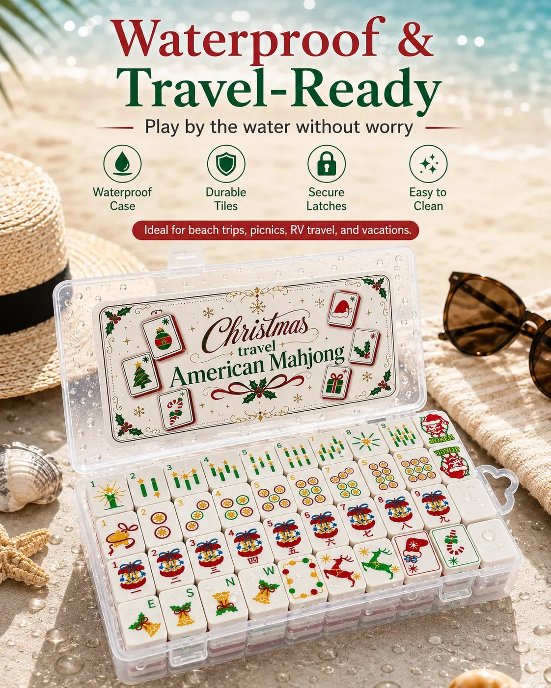 Christmas Travel Floating Mahjong Tiles Set