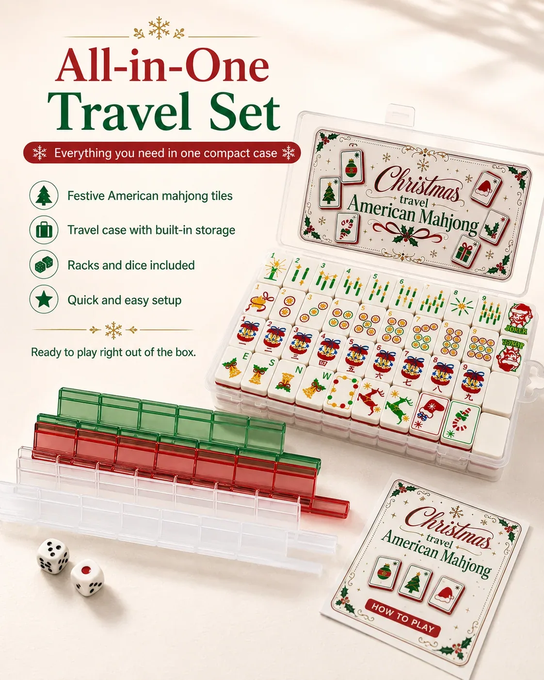 Christmas Travel Floating Mahjong Tiles Set