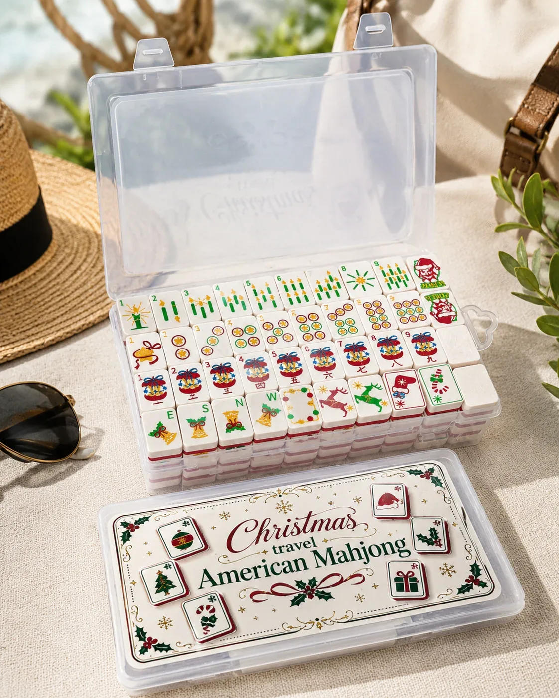 Christmas Travel Floating Mahjong Tiles Set