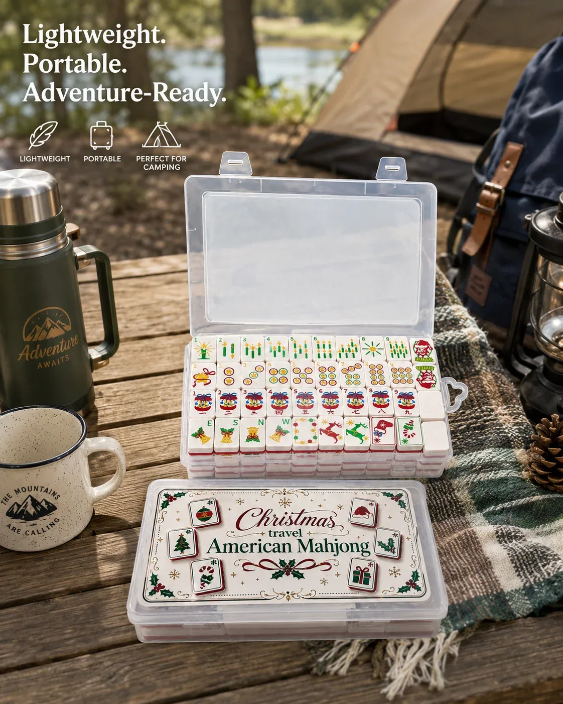 Christmas Travel Floating Mahjong Tiles Set