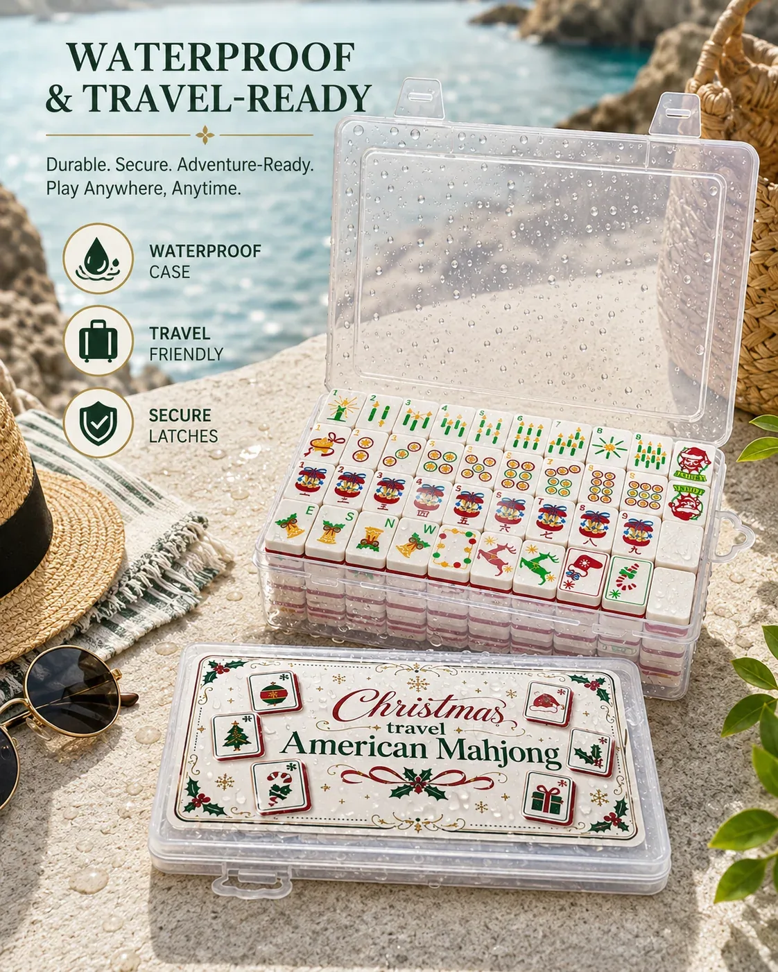 Christmas Travel Floating Mahjong Tiles Set
