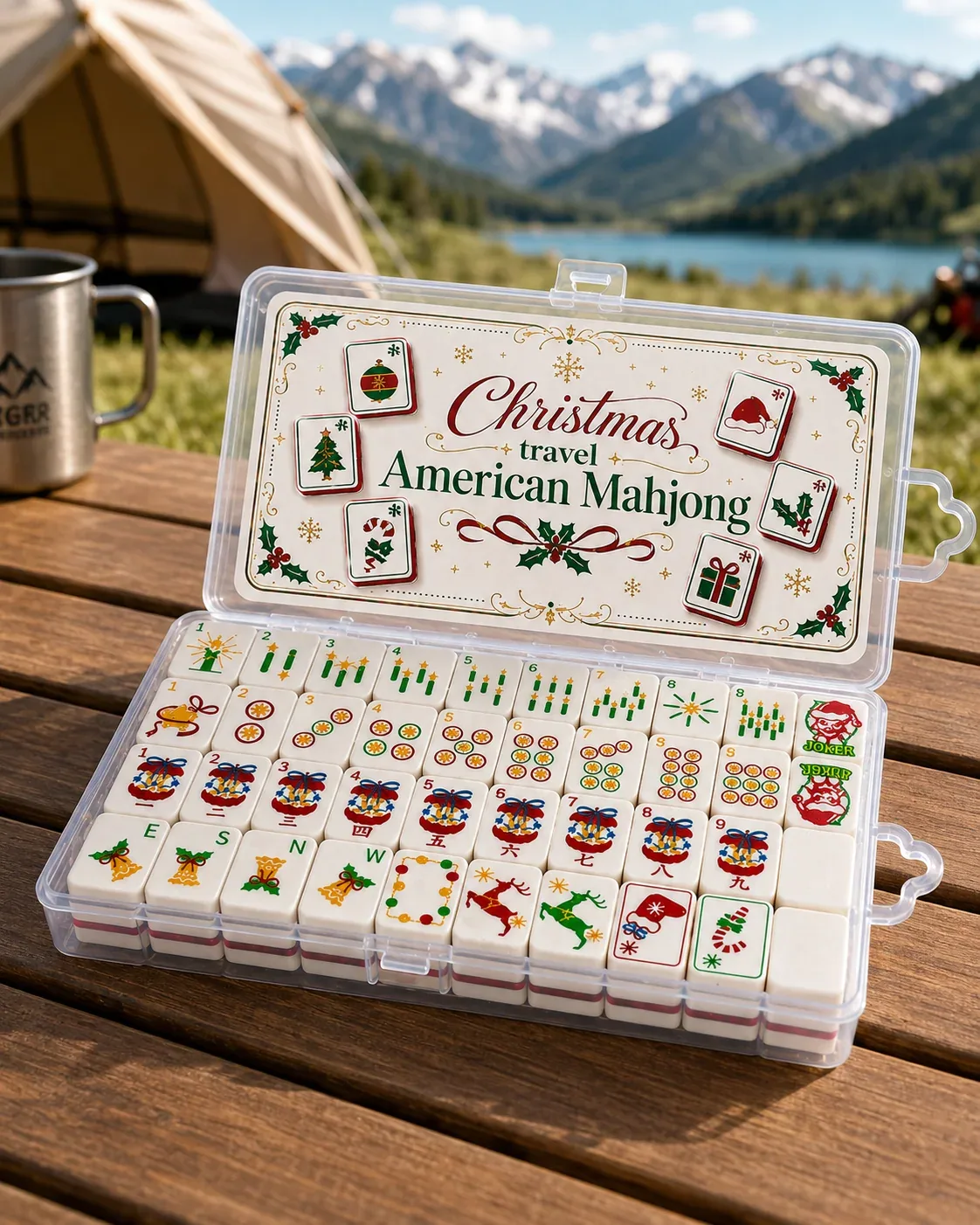 Christmas Travel Floating Mahjong Tiles Set