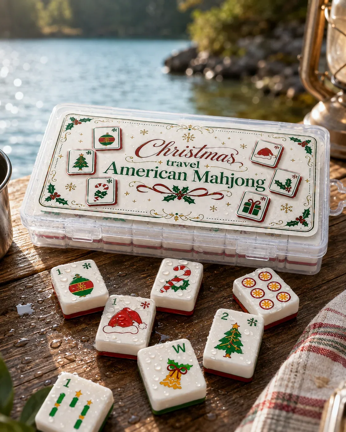Christmas Travel Floating Mahjong Tiles Set