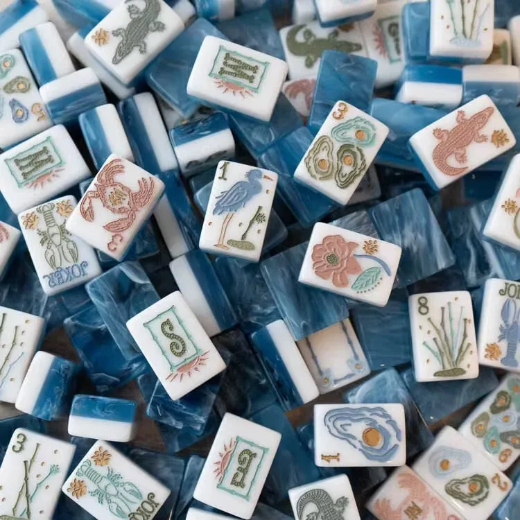 Coastal Beach Themed Mahjong Full Set (Tiles + Mat)