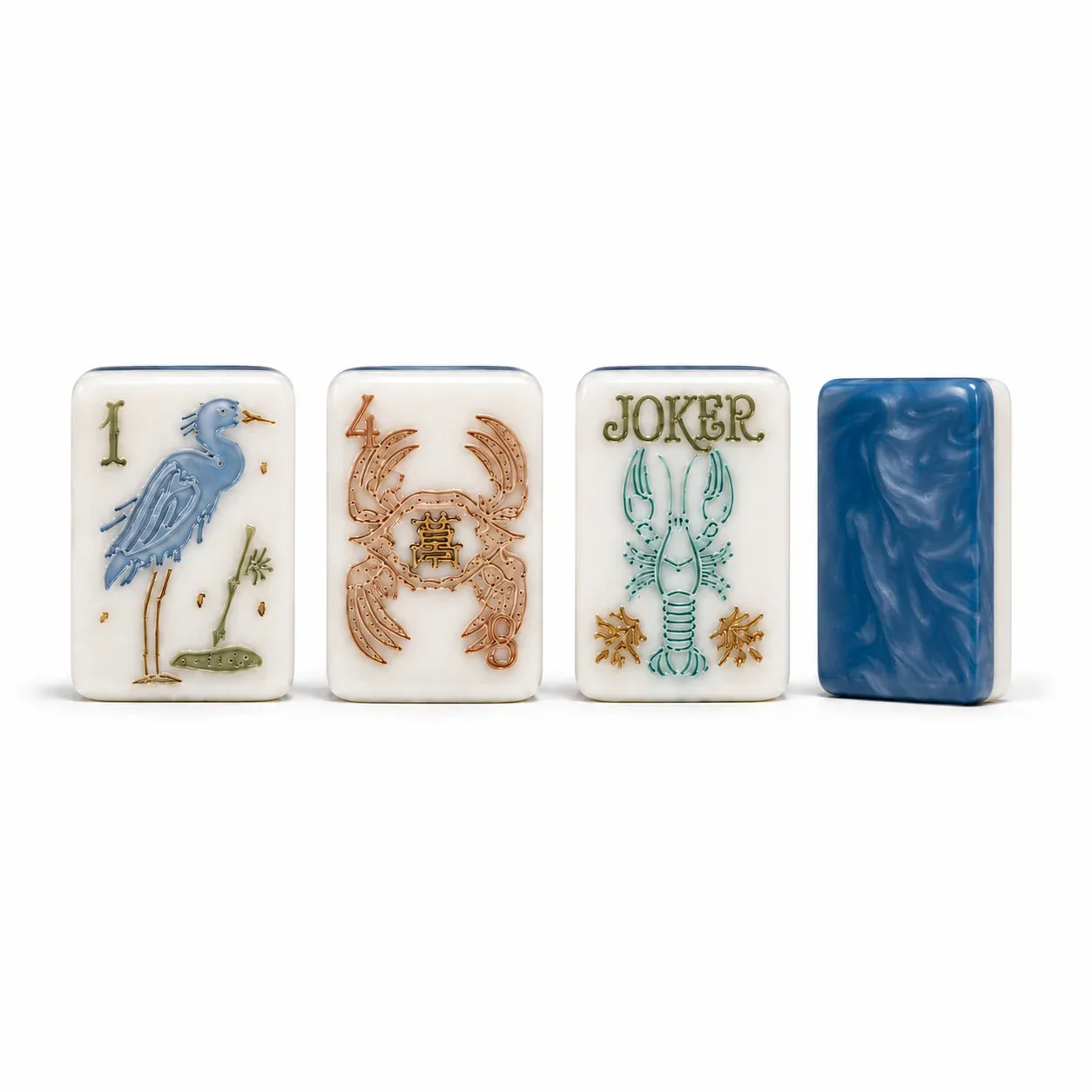 Coastal Blue American Mahjong Tiles Set
