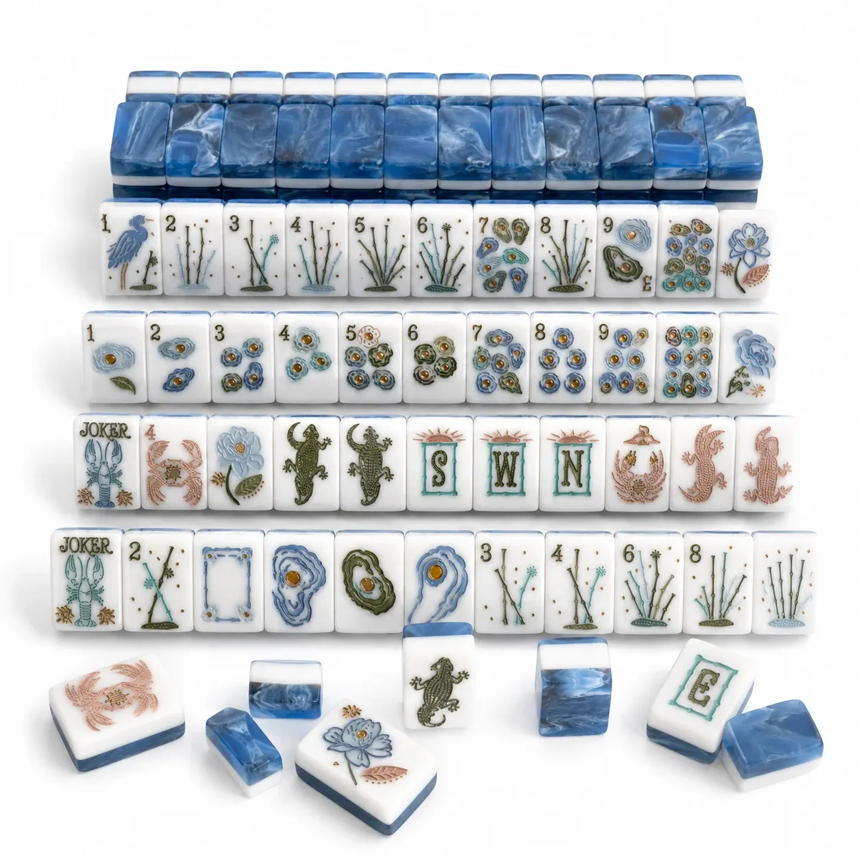Coastal Blue American Mahjong Tiles Set