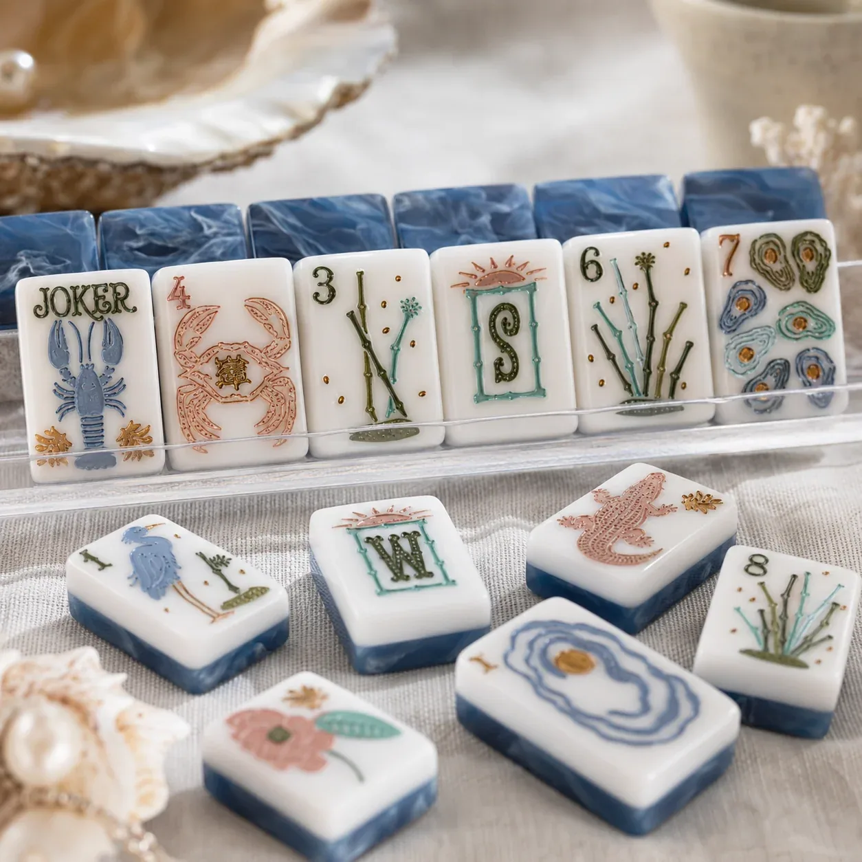 Coastal Blue American Mahjong Tiles Set