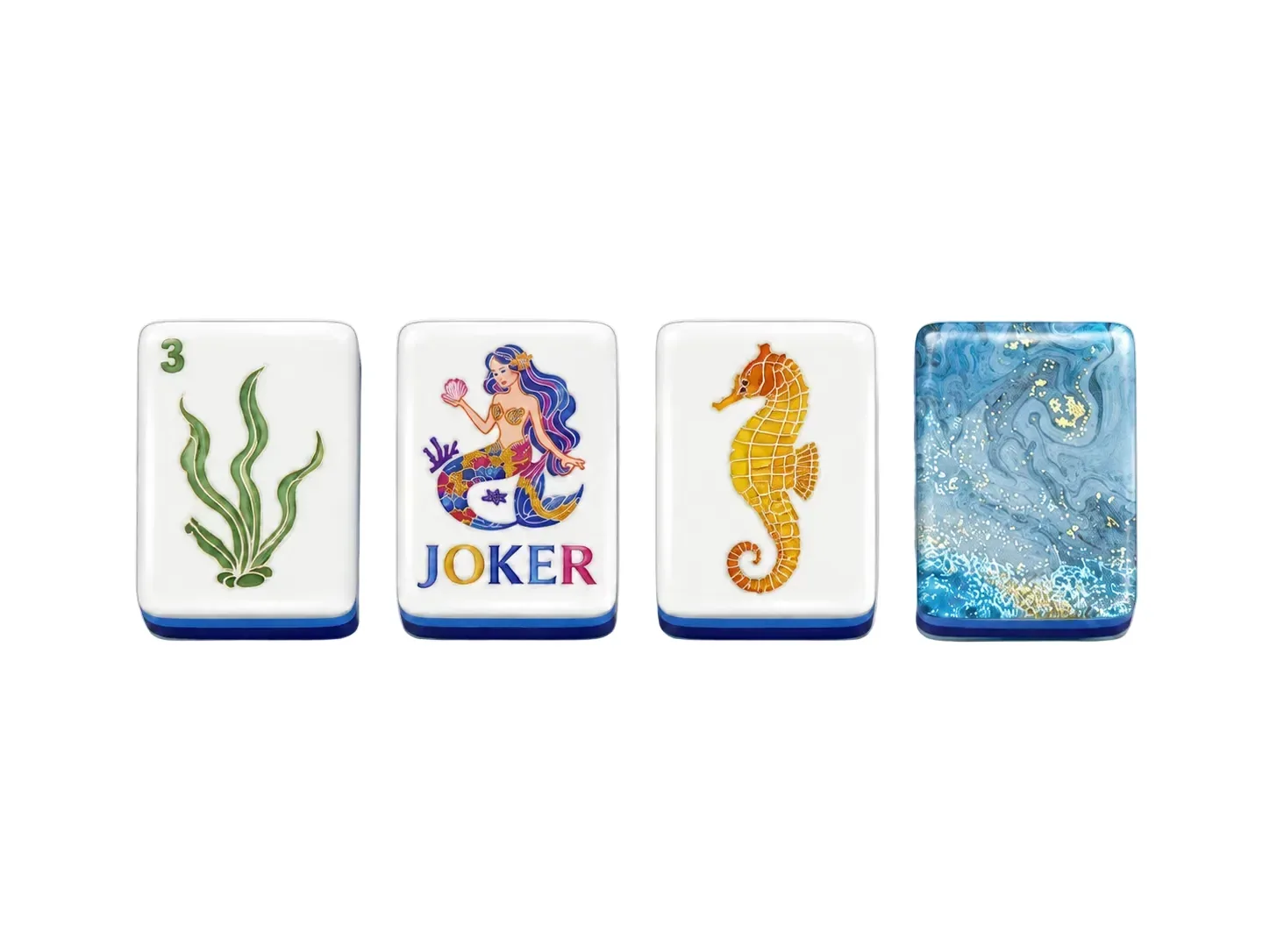 Coastal Pearl Blue American Mahjong Tiles Set