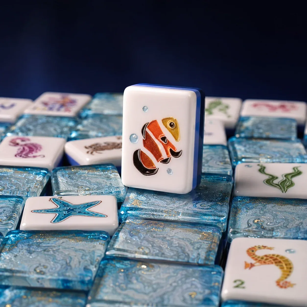 Coastal Pearl Blue American Mahjong Tiles Set
