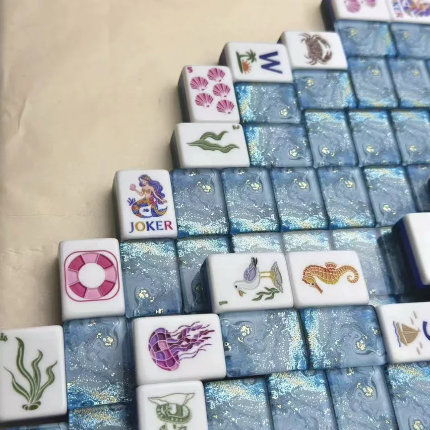 Coastal Pearl Blue American Mahjong Tiles Set