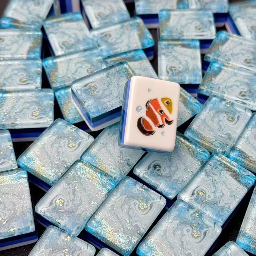 Coastal Pearl Blue American Mahjong Tiles Set