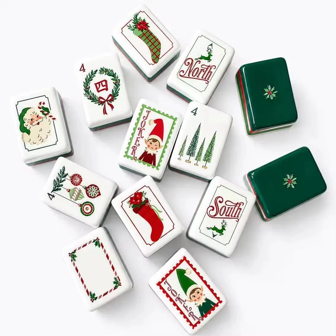 Elves & Festive Christmas American Mahjong Tiles Set