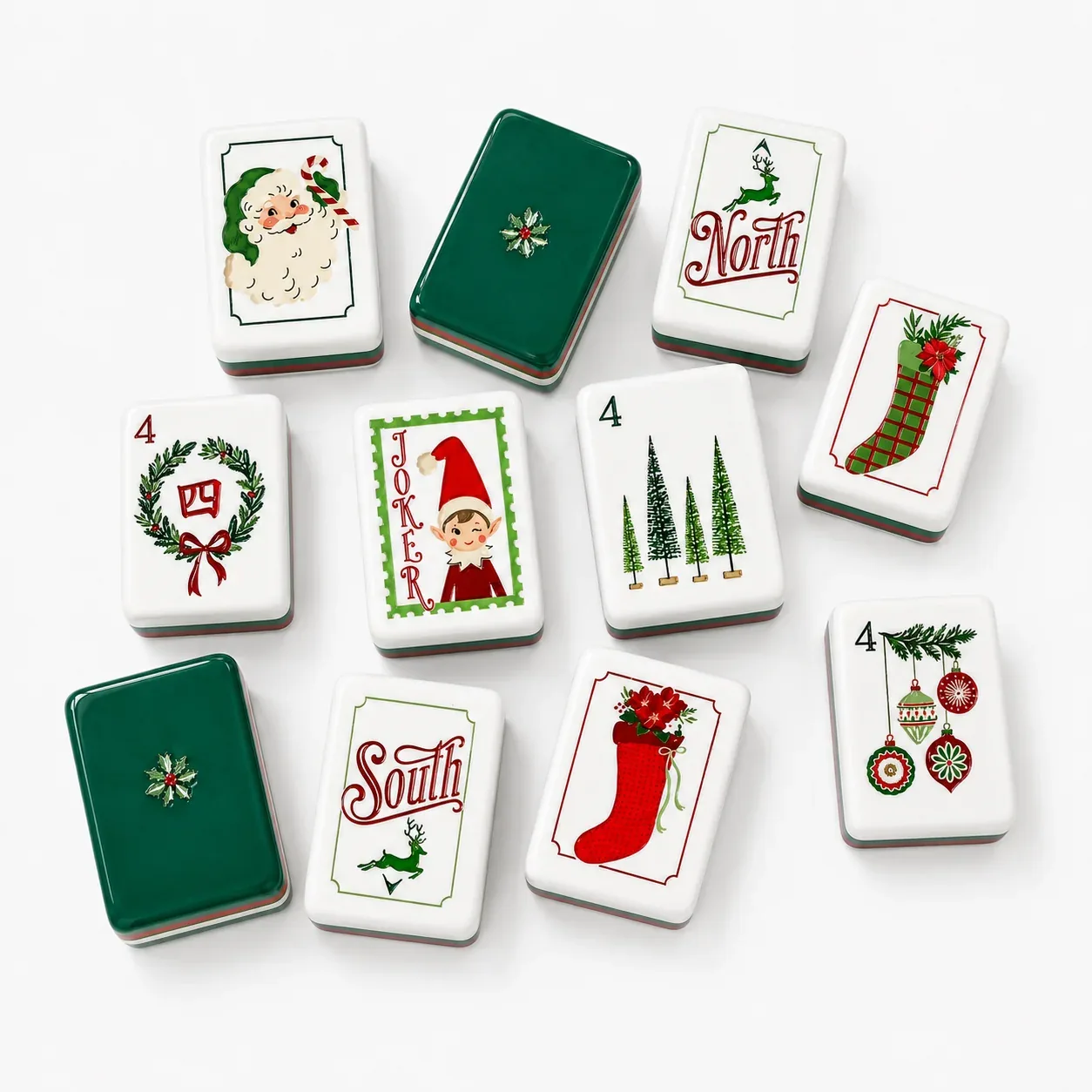 Elves & Festive Christmas American Mahjong Tiles Set