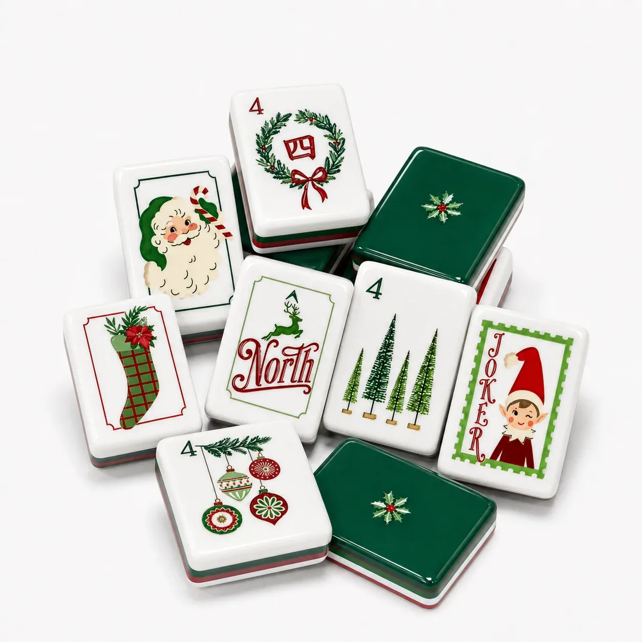 Elves & Festive Christmas American Mahjong Tiles Set