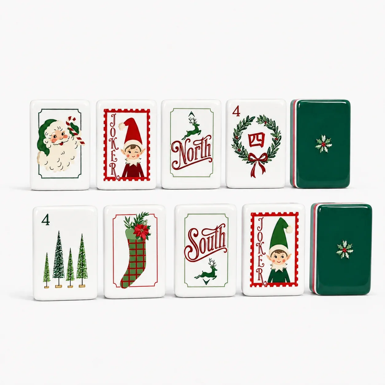Elves & Festive Christmas American Mahjong Tiles Set