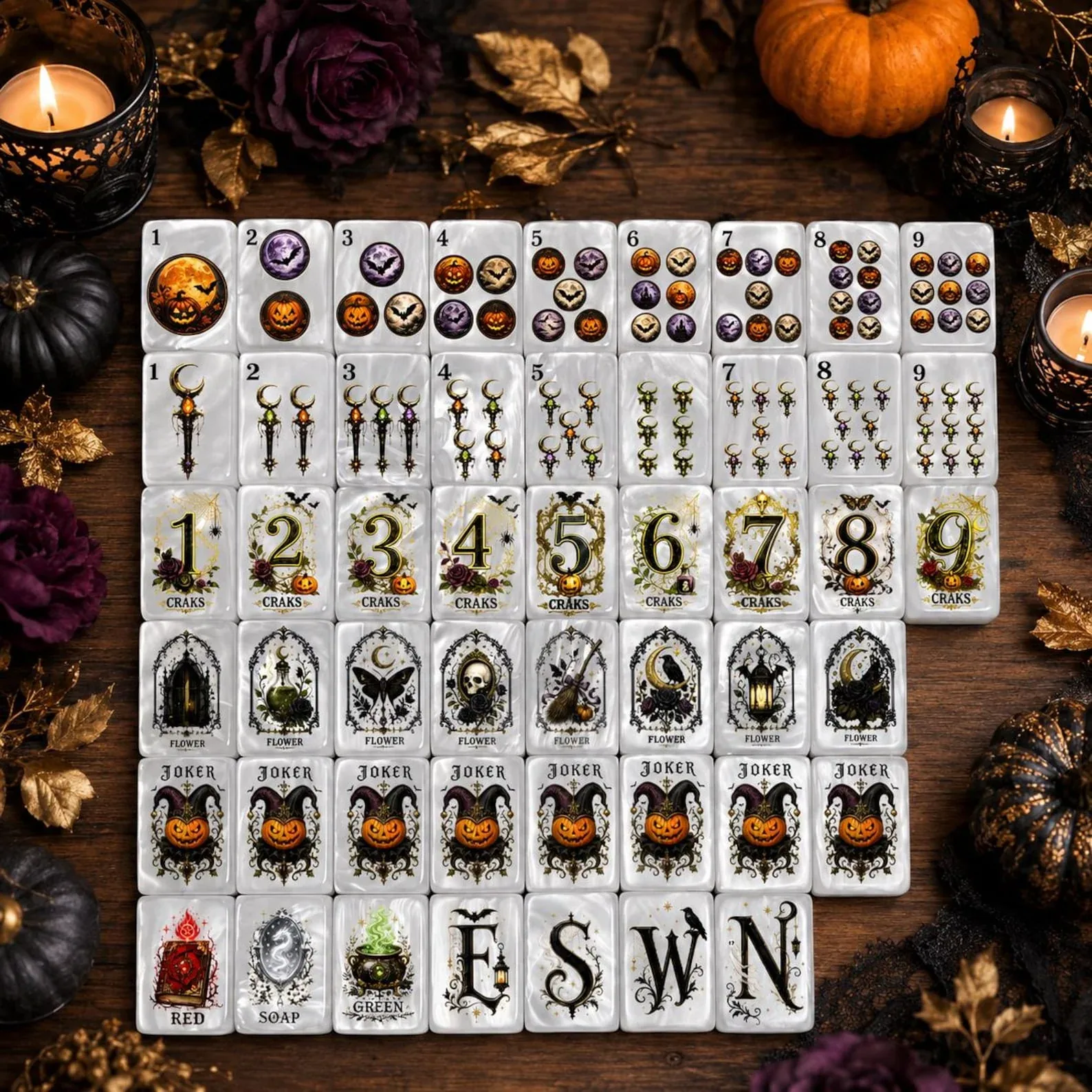 Halloween Gothic American Mahjong Tiles Set